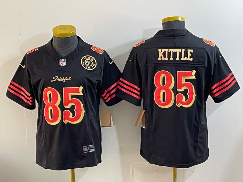 Youth 2026 San Francisco 49ers #85 Kittle Black gold Nike Limited NFL Jersey style 02